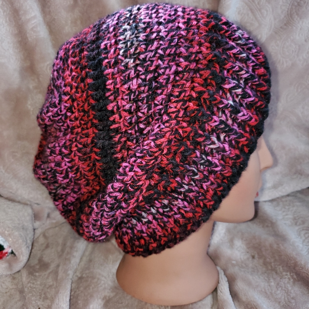 Crocheted adult slouchy hat